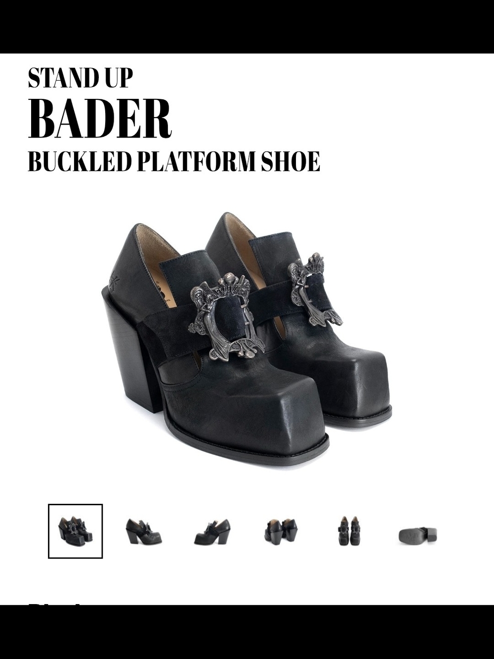 Fluevog Bader Black Buckled Platform Shoe